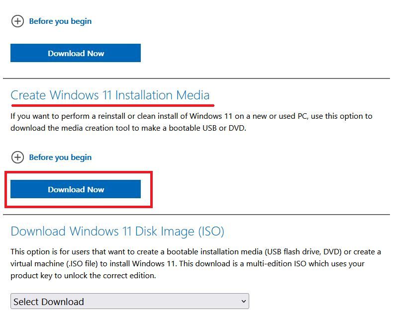 ساخت فلش بوت برای نصب ویندوز 11 به کمک برنامه Create Windows 11 installation media