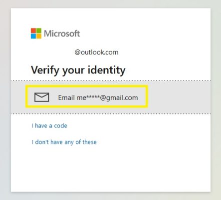 ارسال کد به ایمیل ریکاوری اکانت مایکروسافت